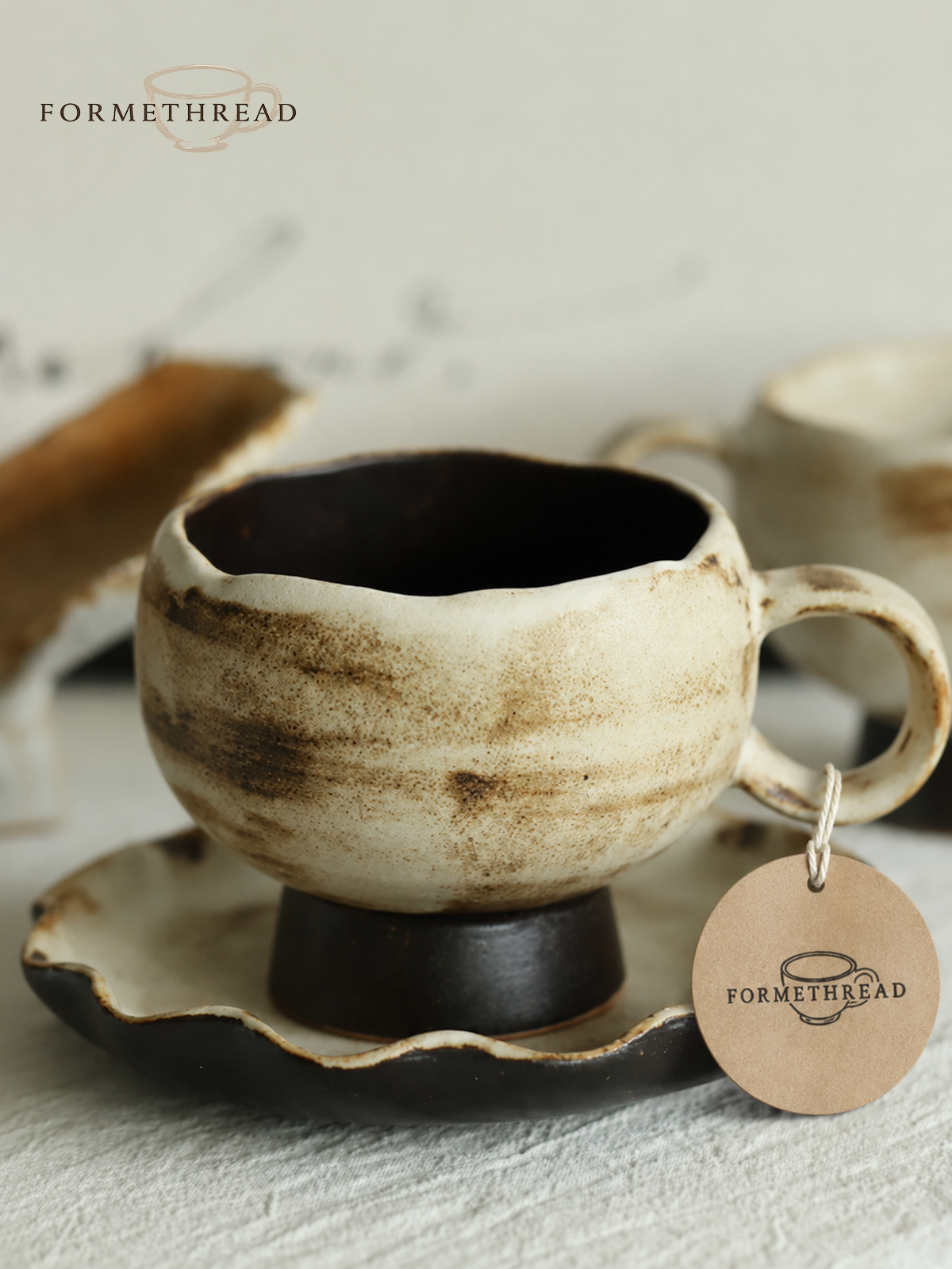 Eggshell Clay Pedestal Coffee Cup