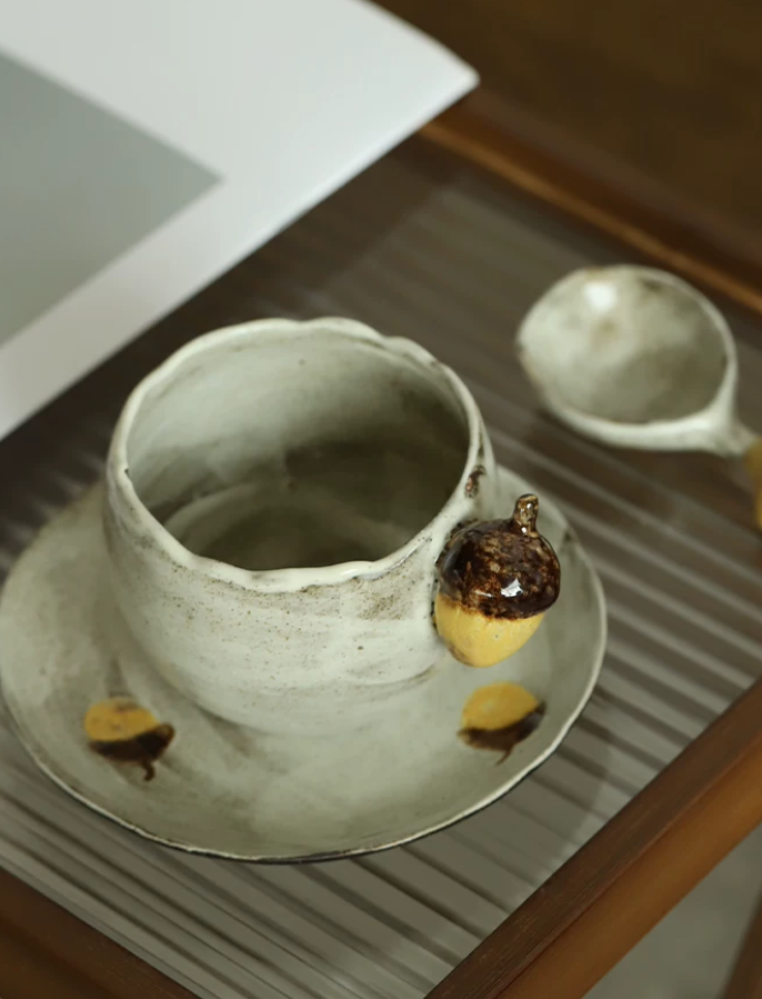 Chestnut Muse Rustic Coffee Cup & Saucer