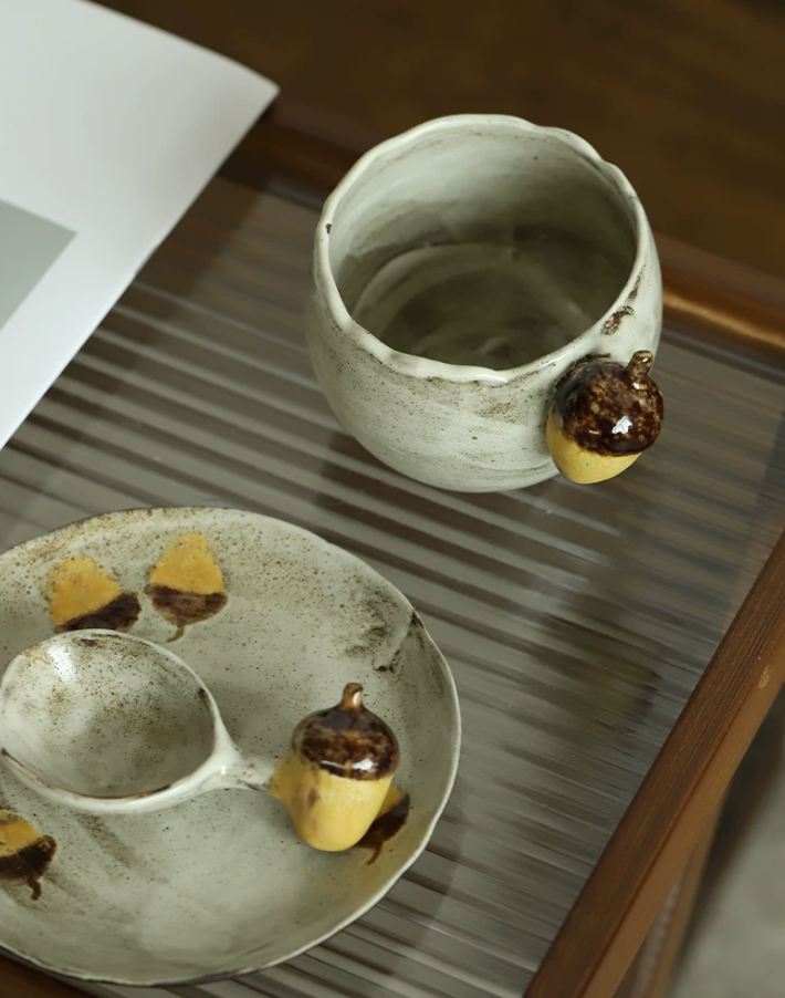 Chestnut Muse Rustic Coffee Cup & Saucer