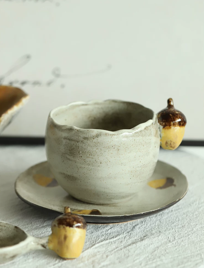Chestnut Muse Rustic Coffee Cup & Saucer